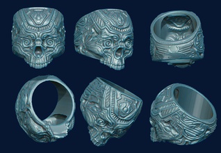 anel caveiras jóias crânio alien motociclista gige anéis ringskull skullring 3d print model - Mito3D