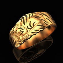 ring sleeping tiger jewelry printable platinum sterling prototyping silver gem gold rings 3d print model - Mito3D