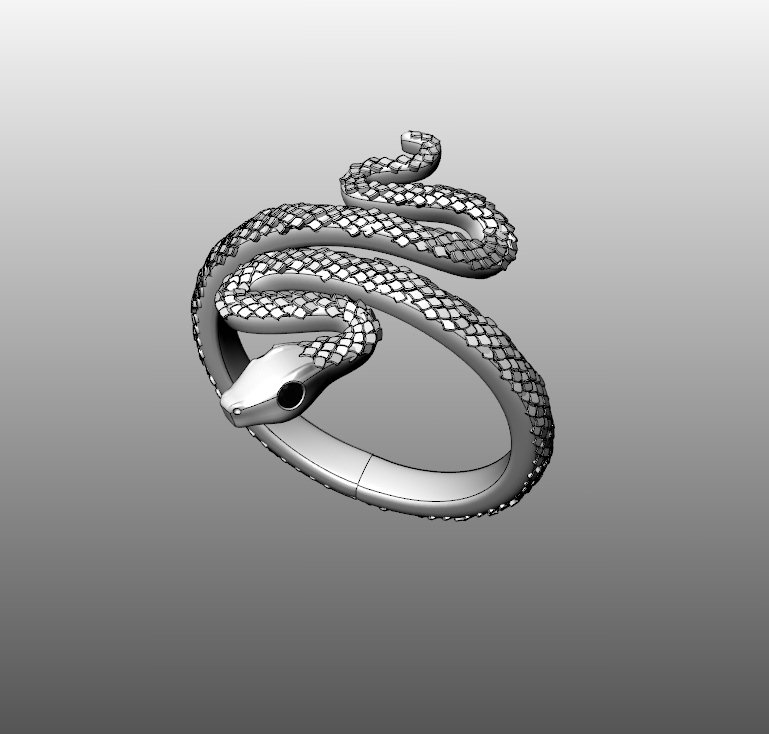 bague serpent or bijou personnages bijoux gemme personnage humain vêtements anneaux mode beauté 3D print model - Mito3D