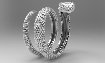 squillare serpente gioielleria gioiello 3dprint fresatura cnc oro argento regalo drago ringnake serpeggiante of anello acciaio moda splendente anelli 3d print model - Mito3D