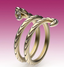 bague serpent or argent gemmes style mode faune diamant bijoux anneaux 3d print model - Mito3D