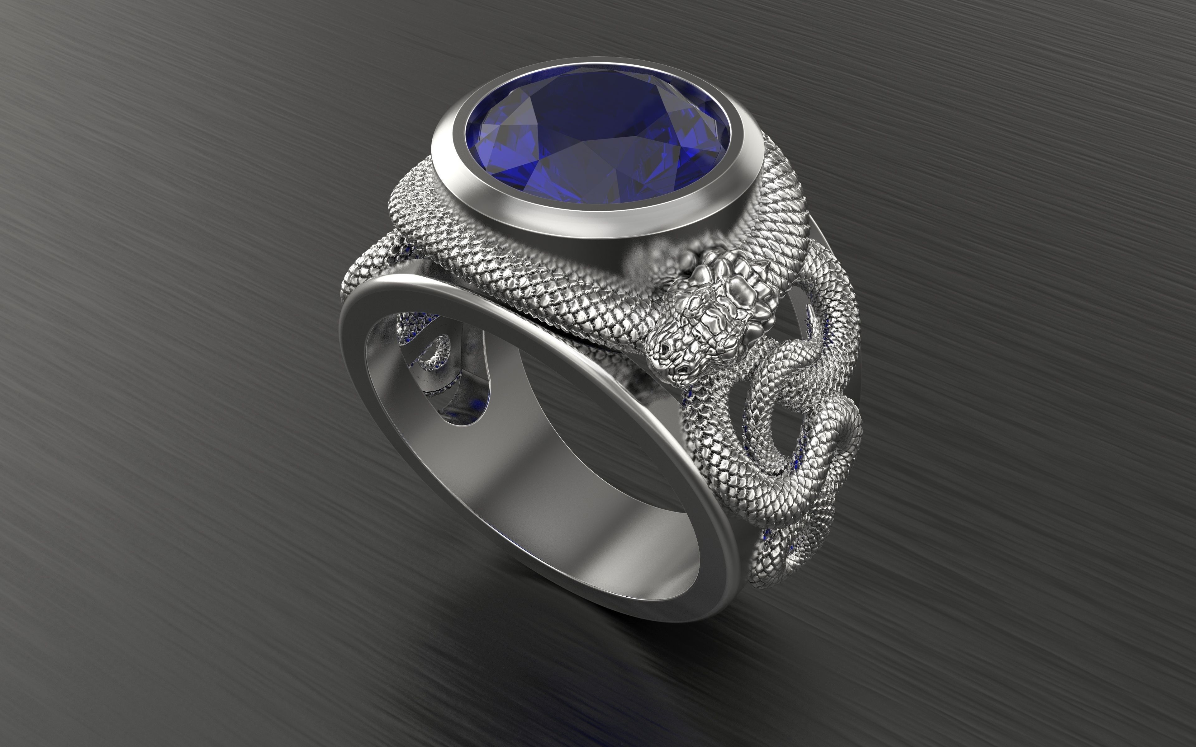 anillo serpiente 3d impresión modelo joyería joya imprimible platino plata diamante blanco libra esterlina dedo oro rubí esculpir anillos 3D print model - Mito3D