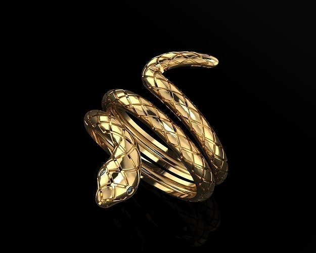 squillare serpente 3d stampa modello serpenti gioiello anelli cobra argento gioielleria oro 3D print model - Mito3D