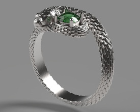 ring snake emerald or diamond jewelry carat gem gold sterling accessory jewellery precious platinum fashion silver luxury jewel printable brilliant diamant rings 3d print model - Mito3D