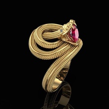 anillo de la serpiente ruby dientes joyería oro plata el diamante joya imprimible gem moda sterling y belleza granate impresión brillante zafiro los anillos 3d print model - Mito3D