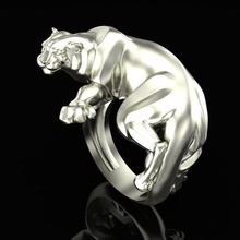 anillo snow leopardo anillo oro leopardo pantera Tigre platino plata joyería joya anillos 3d print model - Mito3D