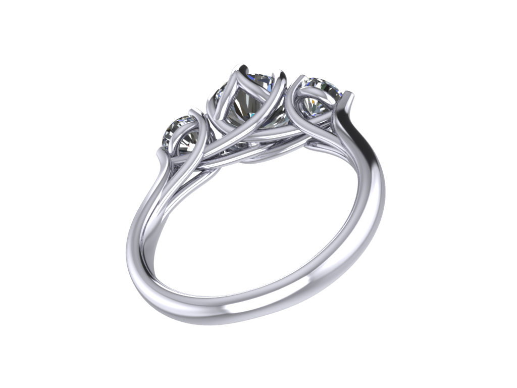 anillo solitario de 3 piedras la joyería 3d modelos cad diseño los joyeros industrial otros anillos 3D print model - Mito3D