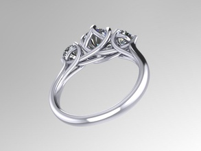 anillo solitario de 3 piedras la joyería 3d modelos cad diseño los joyeros industrial otros anillos 3d print model - Mito3D