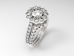 bague solitaire coussin d'ensemble de la courbe joyau jewlry bijoux mariage l'anneau les anneaux or le diamant en anneau mode rhinoceros3d 3dmodel 3dprint imprimable 3d print model - Mito3D