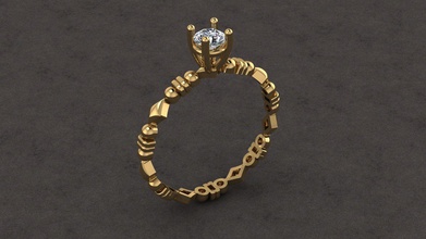bague solitaire mode diamant argent sterling bijoux engagement mariage beauté doigt gemme bijou or 3d print model - Mito3D
