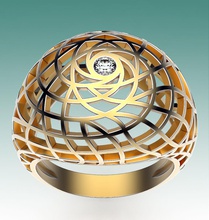 anel esfera cúpula leve arejado estilo ampla prata ouro joias ovo fio internet moda beleza geométrico joalheria argolas 3d print model - Mito3D