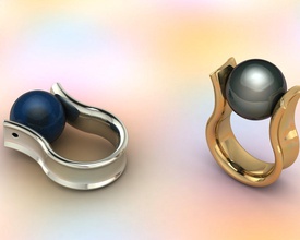 ring sphere jewelry proposed model large globular insertion pearls beads silver gem rings 3d print model - Mito3D