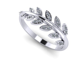 ring sprig jewelry twig leaf nature organic cad wedding stl 3d design gold milling diamond matrix printing rhino rings 3d print model - Mito3D
