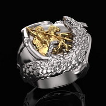 anillo of st jorge mata serpiente joyería joya imprimible plata cnc libra esterlina impresión moda religión héroe leyenda anillos 3d print model - Mito3D