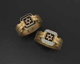 ring star david jewellery gold diamond brilliant magendavik printable man human fashion solomon king intertwined amulet talisman herbrew judaic jewelry rings 3d print model - Mito3D