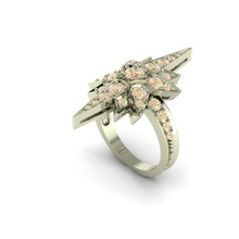 anillo estrella grande oro joyería joya diamantes mujer Moda anillos 3d print model - Mito3D