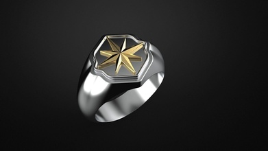 anel Estrela ventos joalheria ouro prata argolas 3d print model - Mito3D