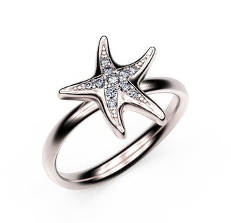 anillo estrella mar pez marina plata oro ligero fasion verano vacaciones fiesta cóctel días lindo joyería joya anillos 3d print model - Mito3D