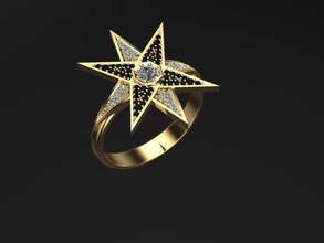 anillo de estrella la joyería plata gem oro sterling brillante moda joya y belleza diamante goldring lujo protagonizada por impresión las gemas el tesoro los anillos 3d print model - Mito3D