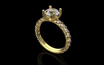 ring stone 1 3 rings gold silver earring wedding diamond engagement white jewelry platinum gem precious luxury shining 3d print model - Mito3D