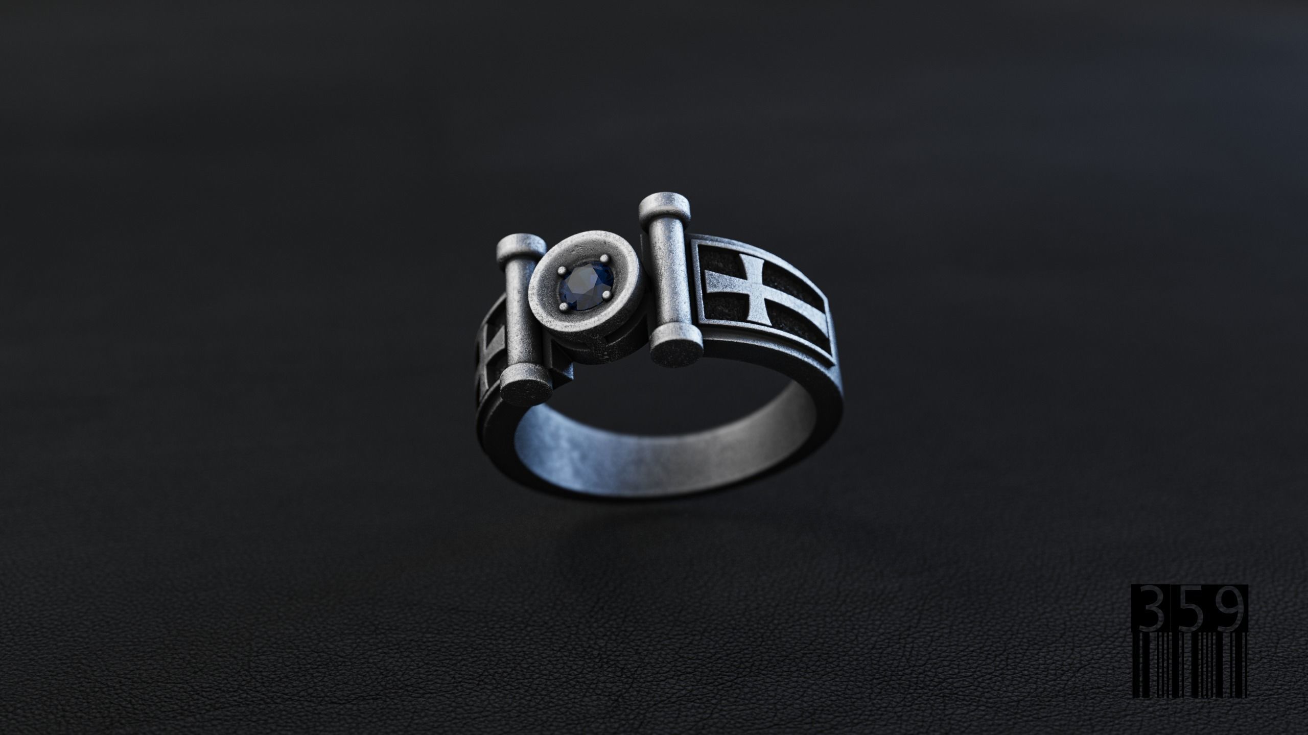 anillo roca cruces joyería diamante oro plata impresión gemas adornos lujo diseño cera imprimible estilo moda joya metal decoración cruzar sello anillos 3D print model - Mito3D