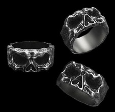 anillo roca cráneo 3d modelo impresión joyería joya anillos calaveras hueso dientes arte cabeza cabezas imprimible plata esqueleto columna vertebral anatomía ciencias humano 3d print model - Mito3D