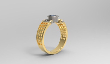 anello di pietra fori quadrati gioielli oro stampabile disco platino argento gemma gioiello diamante la sterlina stampa cnc anelli 3d print model - Mito3D