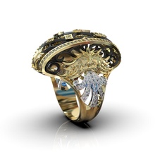 ring magerit fleur de lis stones 341 jewelry 3d modeling creative design prototiping rendering designer gem jewel diamond rings exclusive 3d print model - Mito3D