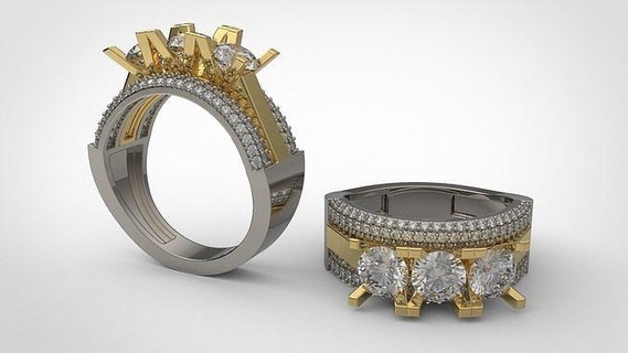 anel pedras joalheria ouro imprimível mulher menina pedra pavimentar argolas 3d print model - Mito3D