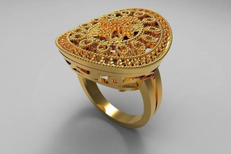 ring sunshine jewelry gold printable stone diamond women rings 3d print model - Mito3D