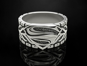 bague of superman 2 héros bijoux impression 3dprinted imprimable anneaux conception bijou d'or or prototypage argent noircissement texture homme 3d print model - Mito3D