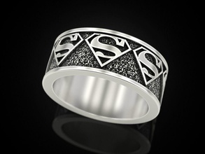 anel of super homen símbolo joalheria impressão 3dprinted jóias imprimível argolas projeto jóia dourado moda ouro prototipagem prata escurecimento textura 3d print model - Mito3D