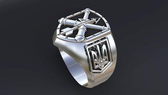 ring symbols army ukraine military jewelry ukrainian emblem symbol art gold models national flag tryzub arms silve rings trident 3d print model - Mito3D
