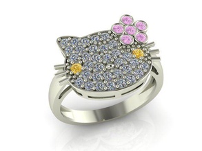 ring t00021 diamond gem jewel jewellery jewelry rings kitty 3d print model - Mito3D