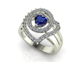 ring t00063 jewelry diamond gem jewel jewellery rings heart 3d print model - Mito3D