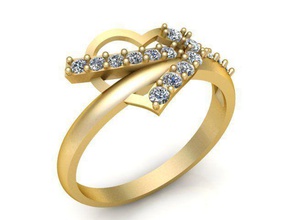 ring t00149 jewelry diamond gem jewel jewellery rings heart 3d print model - Mito3D