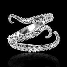 anillo tentáculos oro plata pulpo mar pez joyería joya 3d imprimible oceano moda belleza canalla anillos único brutal 3d print model - Mito3D