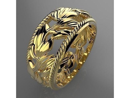 anillo tema hoja primavera Moda joyería joya anillos 3d print model - Mito3D