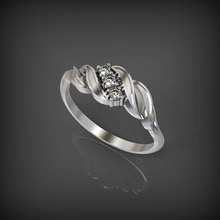 anel de três gemas jóias ouro prata casamento jóia gem roupas pedra preciosa brilhantes diamant anéis 3d print model - Mito3D