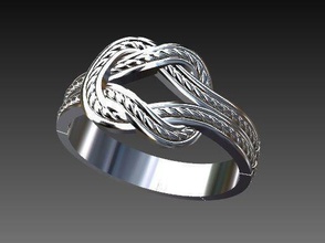 anello legato la corda nodo 3d modello di stampa gioielli l'acciaio moda oro sterlina argento gioiello stampabile fidanzamento il metallo anelli disco platino diamanti abbigliamento e bellezza 3d print model - Mito3D