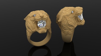 bague tigre 052 bijoux de l'anneau joyau d'argent la mode en diamant le beauté pierre précieuse blanc or les anneaux 3d print model - Mito3D