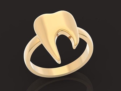 squillare dente dentista medico 573 gioielleria oro argento creativo dentale denti odontoiatria bocca originale classico uomo donna 3d modellazione design anelli 3d print model - Mito3D