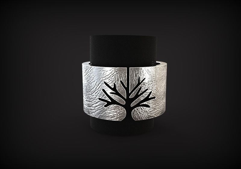 halka ağaç takı Gümüş yüzük moda yazdırılabilir platin altın sterling mücevher nişan 3D print model - Mito3D