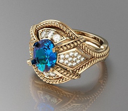 anillo trifari la joyería joya de oro gem el diamante brillante los anillos 3d print model - Mito3D