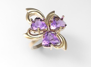 trilyon çiçek stl yüzük takı mücevher gem elmas taşlar taş zümrüt parlak pearcut Prenses değerli 3d print model - Mito3D