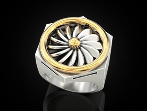 anillo de la turbina tuerca 2 joyería impresión 3dprinted imprimible los anillos diseño joya oro printabl creación prototipos plata el motorista ennegrecimiento 3d print model - Mito3D