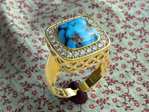 anillo de turquesa la joyería color mujer oro plata diamante moda y belleza boda los anillos 3d print model - Mito3D