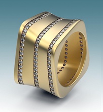ring twist gold silver fashion beauty style geometric gems diamond shape jewelry rings 3d print model - Mito3D