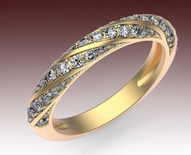 Ring Twist Edelsteine Gold Silber einfach Hochzeit Engagement Mode Diamanten Sterling druckbar vintag Schmuck cad Ringe 3d print model - Mito3D