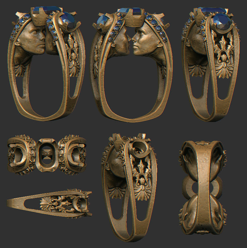 ring two heads jeweler pendant taurus printing print zodiac astrology cnc jewel gold bull jewelry rings 3D print model - Mito3D